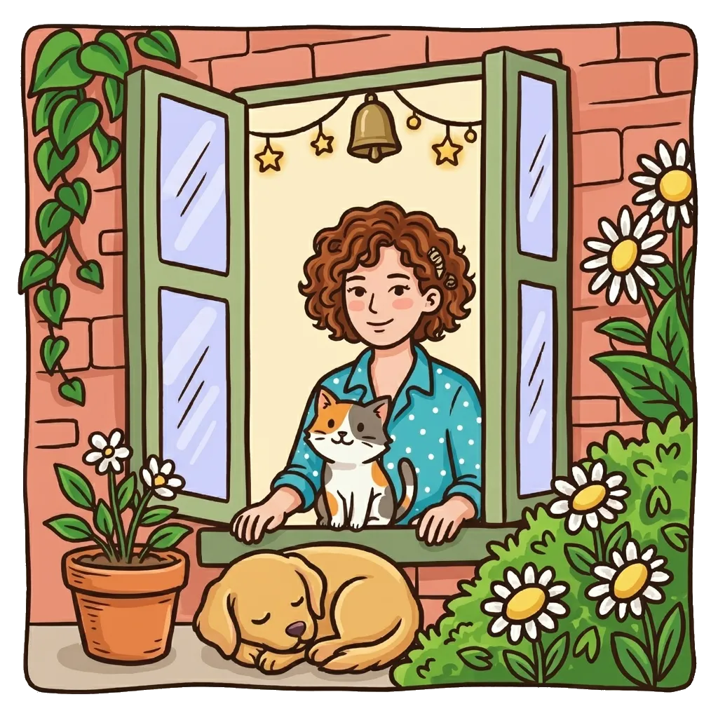 Girl in Window Colored